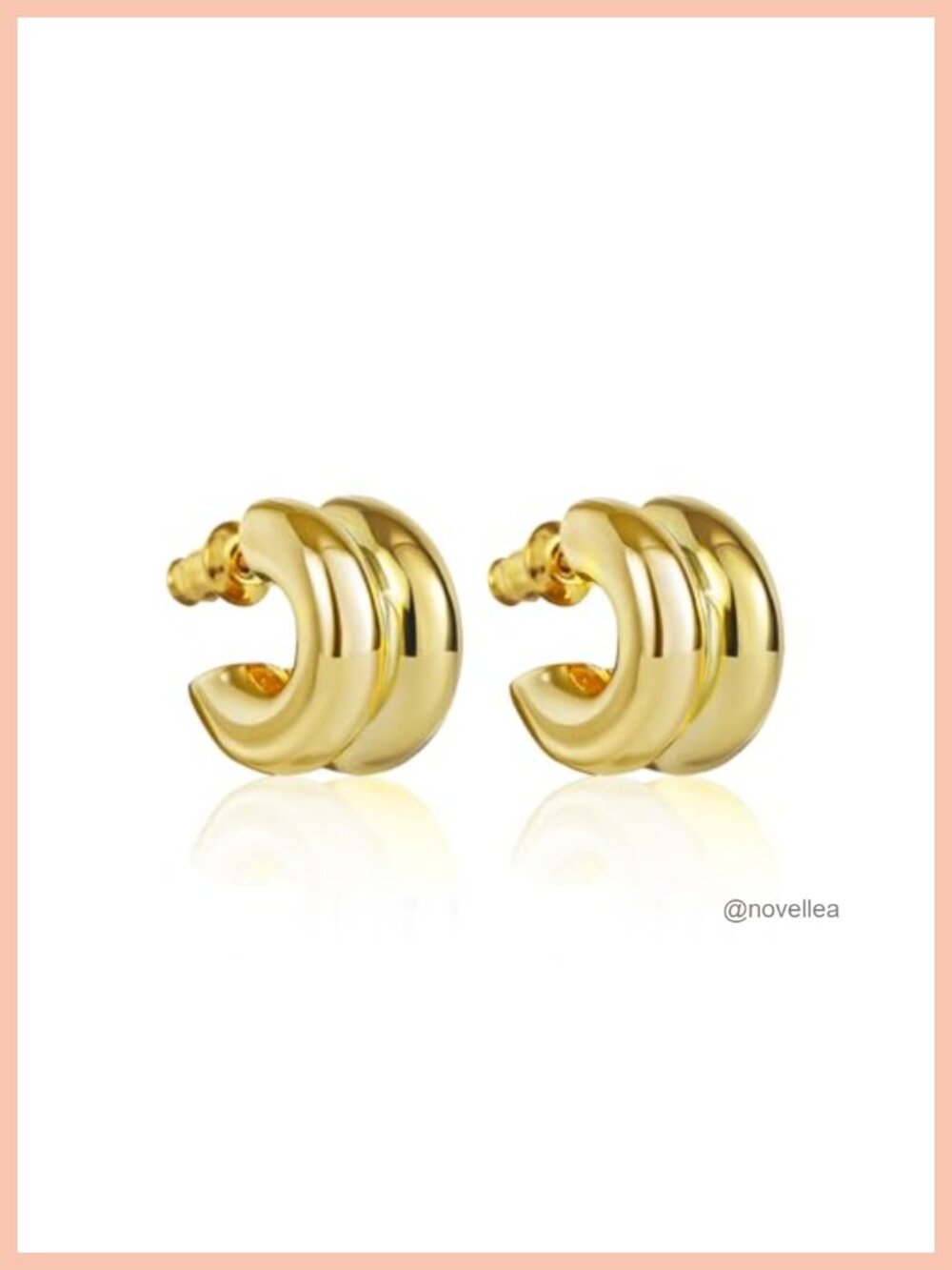 Double Hoop Earrings for Women, 14K Gold Plated Two Tone Huggie Earrings,